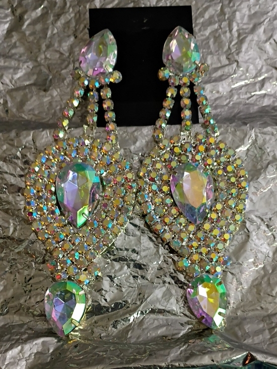 Jewelry - Aurora Crystal Teardrop Statement Earrings - Iridescent